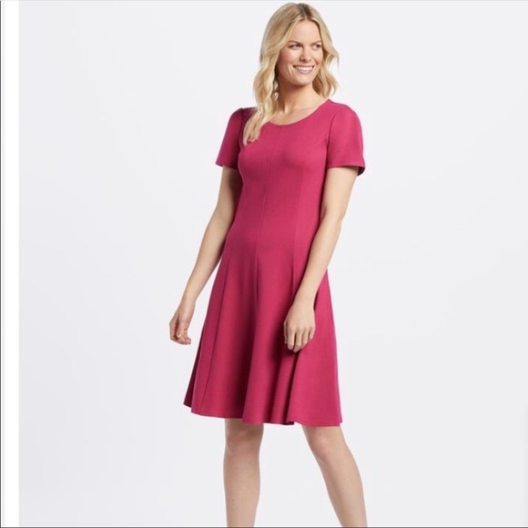 Draper James Ponte A Line Cranberry Dress - Picture 1 of 8